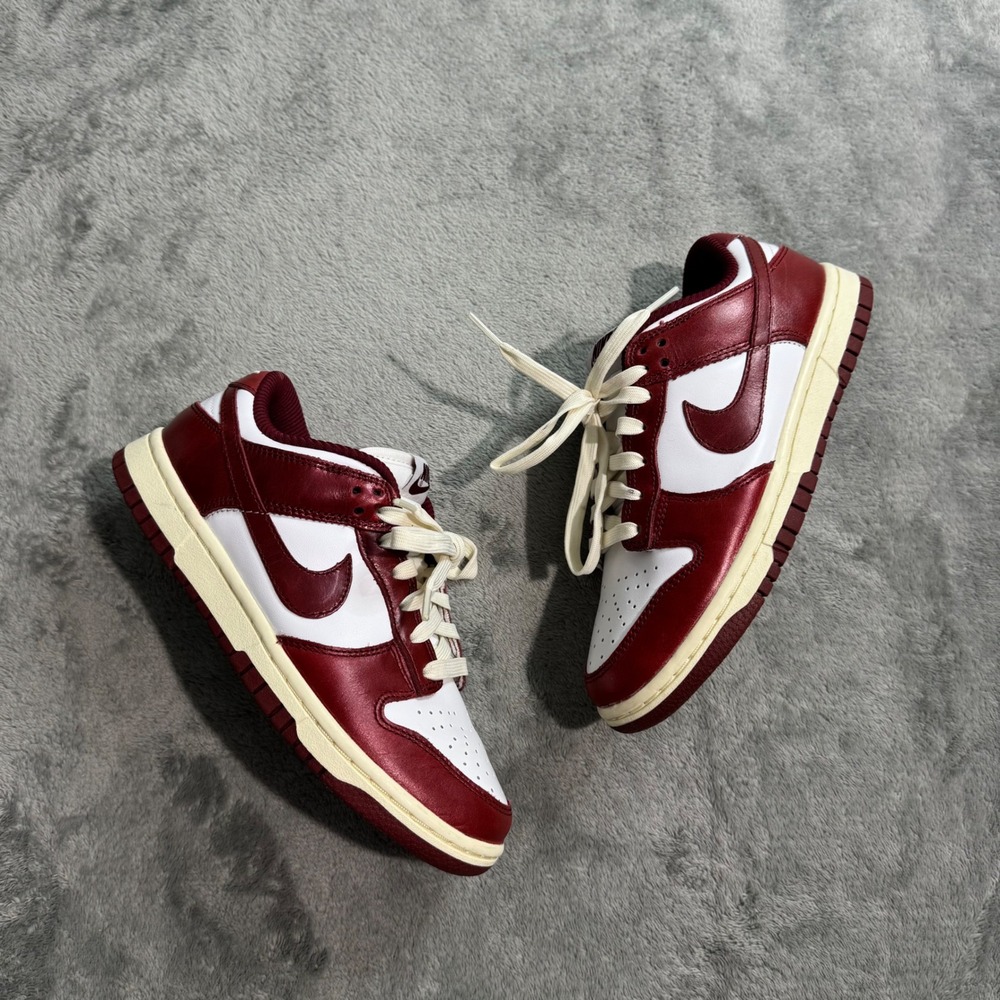 Nike Dunk Low Vintage Team Red White FJ4555-100 Womens Size 6 Burgundy Leather
